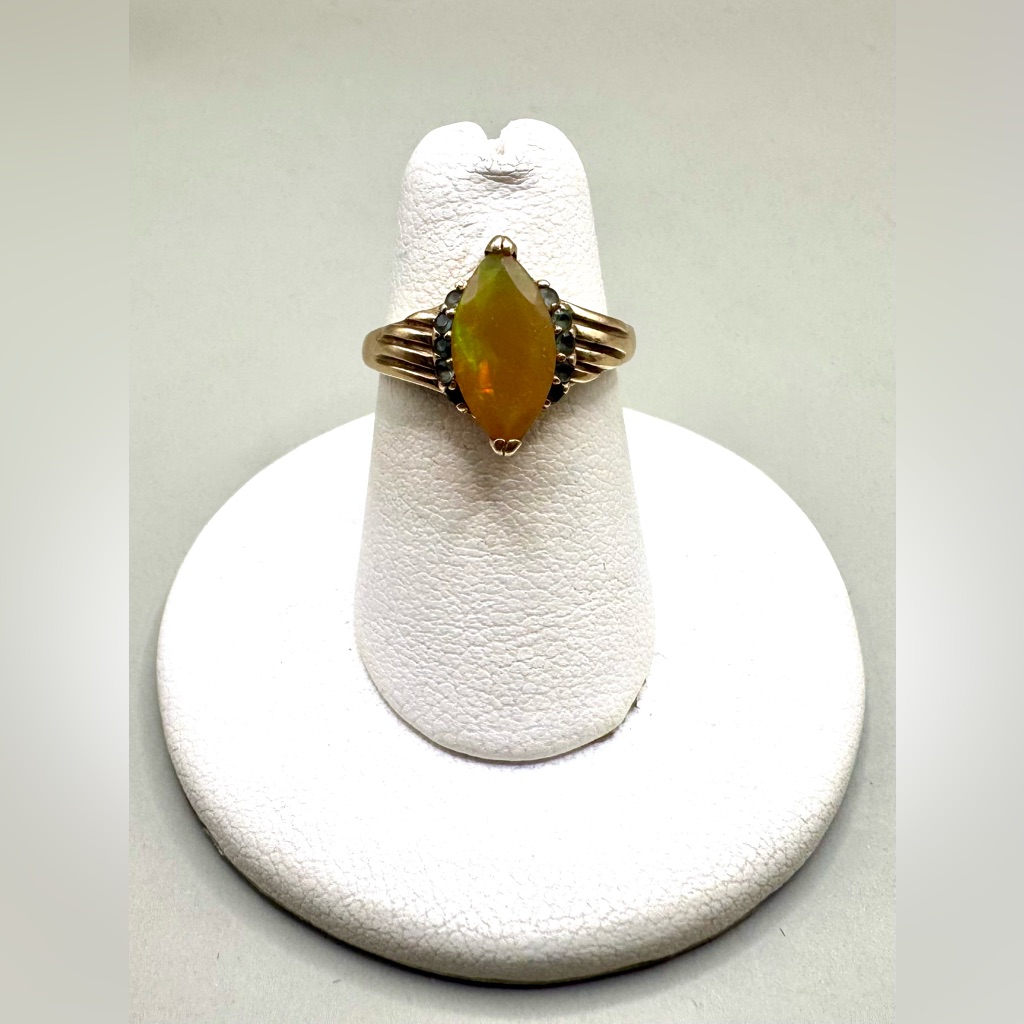 10k Yellow Gold Opal Topaz Ring